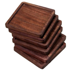 Posavasos de madera natural para té y café, posavasos cuadrado de color marrón nogal para el hogar y el restaurante, posavasos para servir bebidas - Product Image 1
