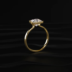 Bague de fiançailles solitaire princesse 1,0 carat à demi-sertissage, bague classique en diamant, bijoux fins, bague minimaliste en diamant, clarté VVS-VS IGI - Product Image 2