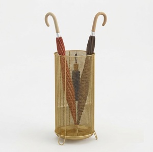 Porte-parapluie en métal argenté avec pieds à griffes, design orné en treillis tressé, support autoportant pour entrée, bureau et hall d'hôtel - Product Image 6