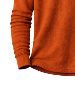 Camiseta térmica de manga larga para hombre, estilo waffle, color naranja quemado, informal, con cuello de botones, para invierno, de algodón, corte ajustado, tela transpirable - Product Image 5