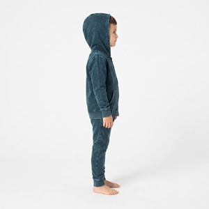 Conjunto de sudadera con capucha y cremallera completa de forro polar grueso con lavado ácido para niños, chándal de algodón de invierno con logo personalizado, ropa casual unisex, chándal de invierno - Product Image 3