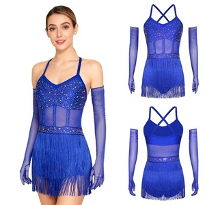 Traje de Baile Latino <span class=keywords><strong>para</strong></span> Mujer, con Guantes Largos, <span class=keywords><strong>para</strong></span> Competencias, Fiestas, <span class=keywords><strong>Tango</strong></span>, Baile de Salón, Gimnasia - Product Image 4