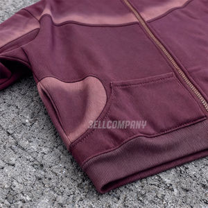 ชุดสเวตสูทผู้ชายแบบแพทช์เวิร์ค – เสื้อฮู้ดสีเขียวแบบมีซิปและกางเกงสเวตแพนท์ - Product Image 6