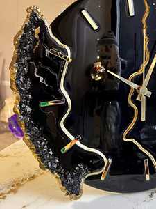 <b>Black</b> Geode Epoxy Resin <b>Wall</b> <b>Clock</b> Handmade <b>Wall</b> Decor Home Art Decor Birthday Gift Christmas Gift Gift for Her - Product Image 4