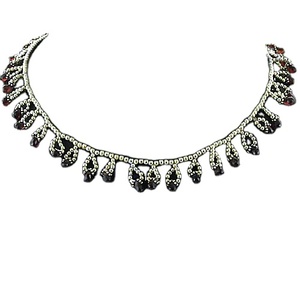 Collier de pierres précieuses grenat traditionnel 925 perles en argent sterling Style tendance plaqué argent pour cadeau - Product Image 1