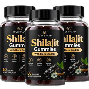 Proveedor al por Mayor, Marca Privada OEM, Gomitas de Shilajit, Gomitas de Aceite de Semillas Negras, 60 Unidades para Adultos, Energía y Apoyo Cerebral - Product Image 1