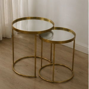 Modern Round Coffee <b>Table</b> with <b>Mirror</b> Top and Metal Frame Living Room Furniture Decorative Accent <b>Table</b> - Product Image 3