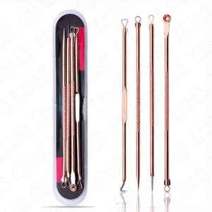 Professional 4 Piece Stainless Steel Blackhead Extractor Kit Facial Pore Cleaner Acne Removal Beauty <b>Tool</b> Set - Product Image 6