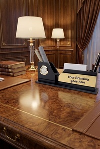 Elegant Analog Office Table Phone Holder Luxury Quartz Type Wooden Pen Stand Customized Desktop Decoration Gift for Employees - Product Image 5