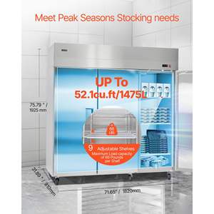 Equipo de Refrigeración Comercial para Cocina, Congelador de Descongelación Automática de 71.65 Pulgadas de Ancho, Tres Puertas, Capacidad de 50.2 Pies Cúbicos, 12 Ajustes - Product Image 4