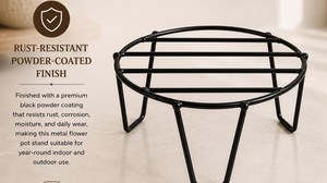 <b>Metal</b> <b>Plant</b> <b>Stand</b> Round Vintage Flower Pot Holder with Curved Legs for Indoor Outdoor Garden - Product Image 2