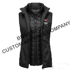 Veste matelassée pour femme, manches longues, col double couche, fermeture éclair, couleur unie, vêtement d'extérieur d'hiver, tissu respirant à mémoire de forme 100% - Product Image 2