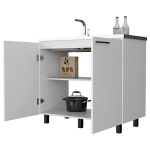Lavello e mobiletto bianchi a 2 scomparti per la tua cucina - Product Image 5