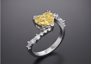 Anillo de compromiso solitario con diamante amarillo de corte corazón, cultivado en laboratorio, para mujer, joyería nupcial, regalo de aniversario. - Product Image 5