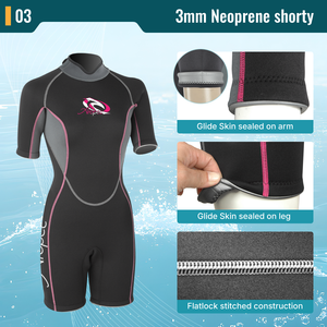 AROPEC 3mm Neoprene Shorty Women's <b>Wetsuit</b> Titanium Back Zipper Flatlock Stitched Surfing Diving Suit Custom Logo OEM Service - Product Image 4