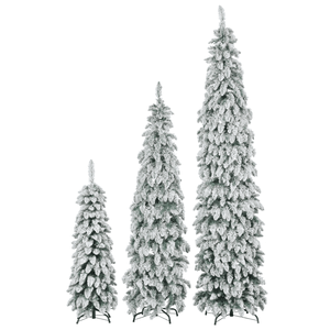 Set di 3 Alberi di Natale Artificiali Sottili Pre-Illuminati da 8FT, 6FT e 4FT con Effetto Neve (Rimessa a Domicilio Non Disponibile) - Product Image 2