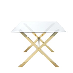 Mesa de Comedor Moderna y Ecológica de Acero Inoxidable y Vidrio con Patas de Acero Inoxidable para Uso en Hogar, Hotel o Villa - Product Image 2