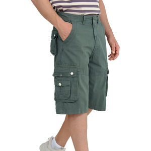 Latest Casual Solid Cargo Shorts Loose Fit Multi-pocket Breathable Quick Dry Long Short Pants Men Custom Logo Cotton - Product Image 3