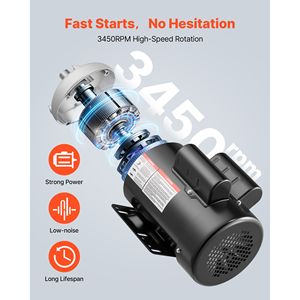 Motore Elettrico 5 HP 3450 RPM per Compressore d'Aria, Rotazione CW/CCW, Diametro Albero 0,875", Lunghezza Albero 2,25", Coppia 10,14 N.m - Product Image 3