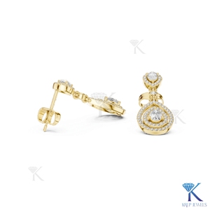 ต่างหูเพชรทรงหยดน้ำ KRUP JEWELS เพชรเลี้ยงในห้องปฏิบัติการ ประดับทองคำแท้ 14K 18K แบบฝังเพชรเต็มเม็ด ทรงหยดน้ำเปิด รับรองโดย IGI หรูหรา - Product Image 4