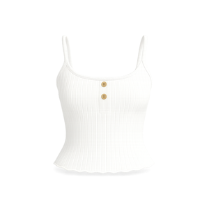 Top de Tirantes Acanalado con Botones Delanteros para Mujer al por Mayor, Tejido Elástico Suave al Tacto, Top Camisero Minimalista de Verano para Marcas de Moda - Product Image 1
