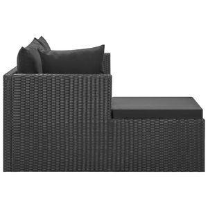Conjunto de Sofás Grandes para Jardín en Ratán PE Negro con Acero con Recubrimiento en Polvo y Vidrio, Muebles de Exterior Premium - Product Image 6