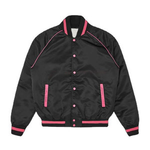 2026 Winter <b>Men's</b> Stand Collar Satin Bomber <b>Jacket</b> <b>Long</b> Sleeves Custom Design Eco-Friendly Breathable Regular Fit Casual Wear - Product Image 1