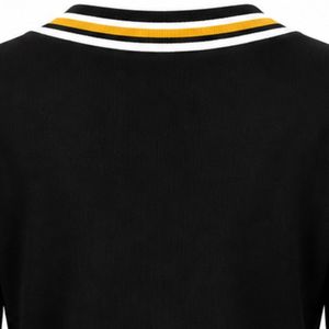 Suéter de Punto con Cuello en V para Mujer, Diseño Personalizado con Letras Bordadas, Manga Larga, Cuello y Puños en Contraste de Poliéster/Algodón Grueso - Product Image 4