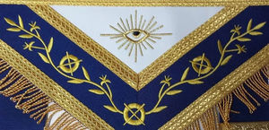 Custom Embroidered 3D <b>Sew</b>-On Master Mason Masonic Badge Red White Gold Trim Classical Style Freemason Regalia Ceremonial Lodge - Product Image 2