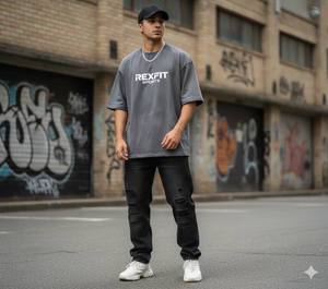 T-shirt uni Rexfit Sports 240 GSM, style streetwear délavé et vieilli, effet délavé à l'acide - Product Image 1