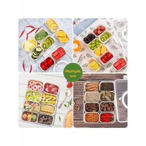 Boîte de rangement multi-usages de qualité alimentaire blanche, 8 compartiments amovibles, couvercle hermétique, pour collations, fruits, noix, biscuits, pique-nique, fête, organisateur - Product Image 6