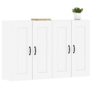 2 pezzi di legno bianco ingegnerizzato armadi a muro soluzione di stoccaggio della cucina - Product Image 3