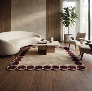 Modern Oval Scandinavian Style Floral Pattern Wool Acrylic Hand <b>Tufted</b> Eco-Friendly Non-Slip Latex Backing Thick Pile Area <b>Rug</b> - Product Image 1