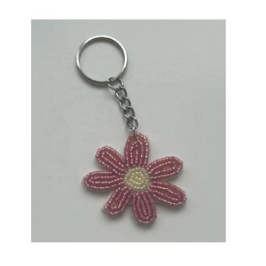 <b>Pink</b> Flower Beaded Bag Key Charm Hold to Keys or Bag Charm for Handbag <b>Purse</b> Car Key As a Birthday Gifted Accessories - Product Image 1