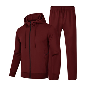 Ensemble de survêtement gris à capuche pour homme, manches longues, fermeture éclair, couleur unie, décontracté, respirant, coupe régulière, pour l'automne - Product Image 4