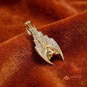 Pendentif Aile de Dragon Beverly Hills en Or, Collier Hip Hop Moissanite, Bijou de Luxe Sertie de Pierres pour Homme - Product Image 2