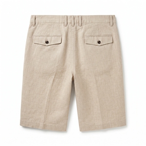Shorts cargo en lin 100% pour homme, beige, décontractés, respirants, unis, avec poche, pour les voyages d'été - Product Image 4