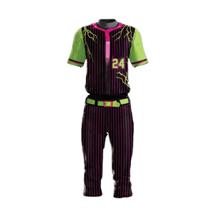 Ensemble d'uniformes personnalisés pour équipes de baseball et softball, grandes tailles, en polyester respirant, imprimé numérique, motif 3D, taille élastique, col en V, manches courtes - Product Image 1