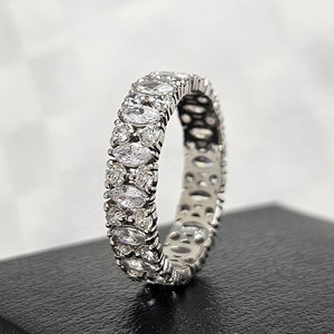 Anillo de diamante de corte Marquesa de compromiso cultivado en laboratorio CVD 14K 18K oro blanco anillos de eternidad corte brillante joyería fina para mujeres - Product Image 6