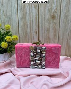 Handcrafted Designer Luxury Evening Bag for Ladies Solid Fashion Sling Magnetic Accessory Resin Pearl Decor for Bridal Clutch - Product Image 3