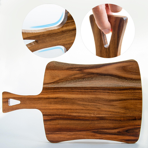 Planches à découper rectangulaires pour la cuisine, viande, fromage, pain, légumes, fruits, planche à découper en bois d'acacia avec poignée - Product Image 5
