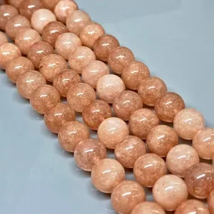 ลูกปัดหินซันสโตนธรรมชาติขนาด 6 มม. เกรด AA ผิวเรียบ 15 นิ้ว/เส้น สีพีช/ส้มอ่อน ชาคราลูม สำหรับทำเครื่องประดับ ขายส่ง - Product Image 3