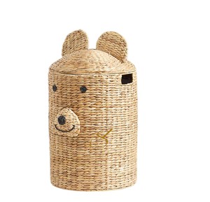 Handwoven Water Hyacinth Elephant <b>Basket</b> Cute Safari Toy Storage <b>Hamper</b> Open Top Decorative Bin <b>for</b> Nursery - Product Image 2