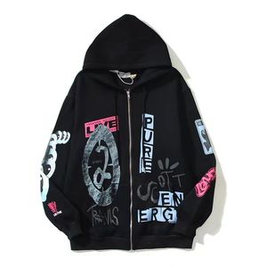 Sudadera con capucha y cremallera completa, corte holgado, estilo urbano, ropa de abrigo para invierno - Product Image 1