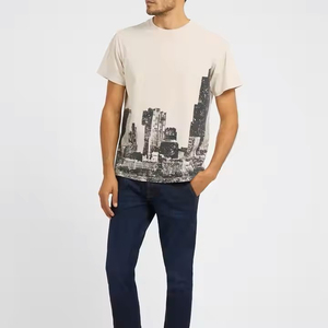 Camiseta de Cuello Redondo de Algodón de Moda Premium para Hombre, Impresión Personalizada, Proveedor Mayorista OEM ODM - Product Image 1