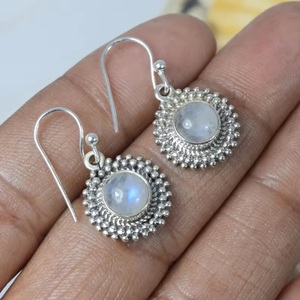 White Rainbow Moonstone 925 Sterling Silver <b>Hook</b> <b>Earrings</b> Handmade Gemstone Dangle <b>Earrings</b> June Birthstone Christmas Gift - Product Image 3