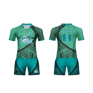 Ensemble d'uniformes de rugby unisexes personnalisés de haute qualité, imprimés par sublimation, avec logo personnalisé et matière 100 % polyester - Product Image 2