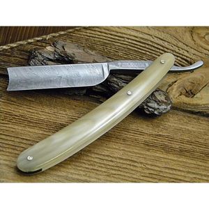 Cuchilla de Afeitar Recta de Cuerno de Búfalo Natural Hecha a Mano con Empuñadura de Cuerno Natural para Barbería, Suministro al por Mayor OEM ODM - Product Image 1