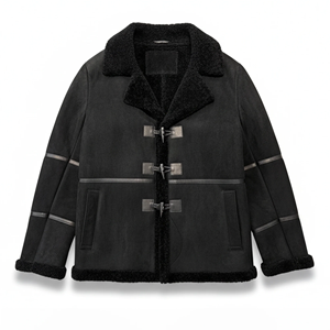 Premium <b>Men's</b> Leather <b>Shearling</b> Winter <b>Jacket</b> Genuine Sheepskin Fur Aviator Coat Luxury Warm Durable Style Wear - Product Image 1