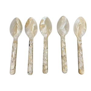 Traditional Handmade <b>MOP</b> Shell Spoon Fish Flower Long <b>Handle</b> Mirror Polish Engraveable Logo Gourmet Spoon Set Storage - Product Image 1